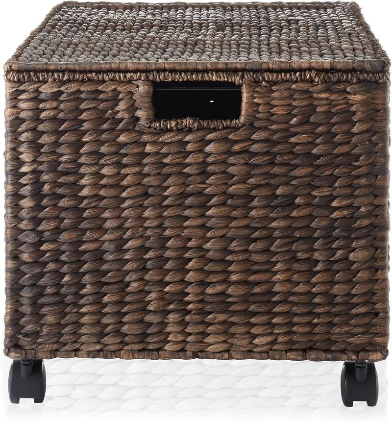 Casafield Rolling Filing Cabinet, Espresso Dark Brown - Water Hyacinth File Organizer with Lid and Wheels, Home Office Storage for Hanging Folders - Image 5